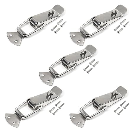 Yinpecly 10Pcs Iron Large Spring Loaded Toggle Latch Hasp Metal Hardware Fitting Spring Loaded Lock Catch Hasps for Case Box Trunk Catches, 3.43 inch Length with Lock Hole