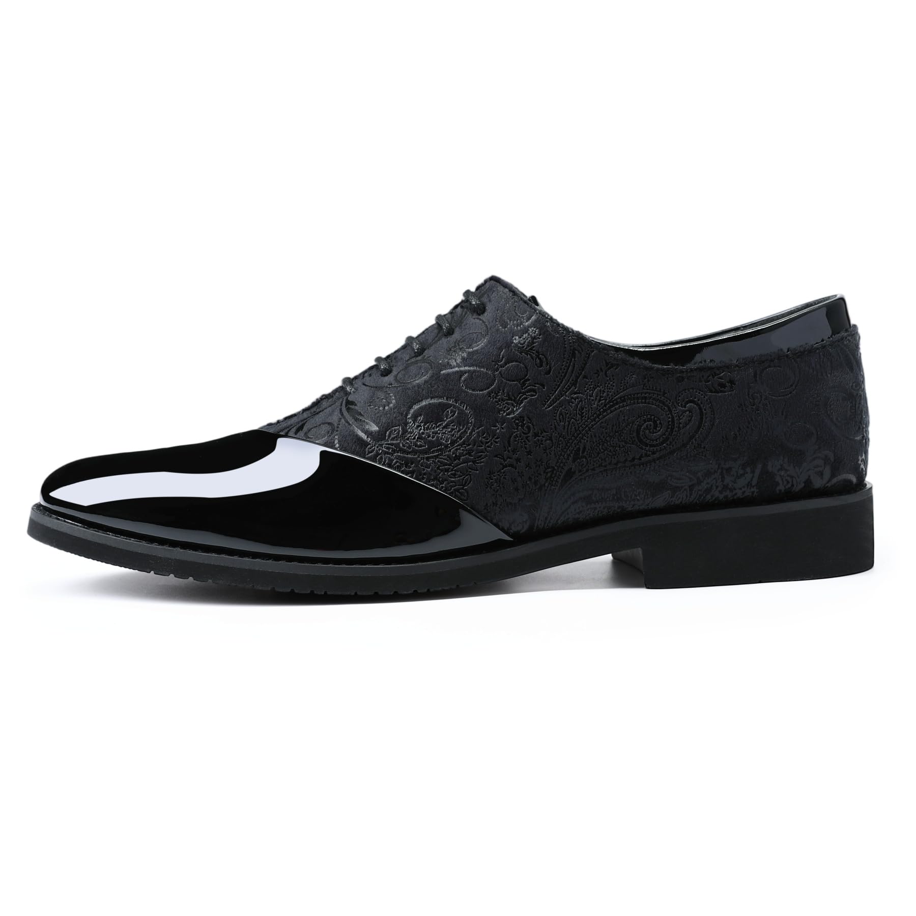 Allthemen Scarpe Uomo Pelle PU Lacci Derby Jacquard Smoking Oxford Bassi Stampati Formali Sposa