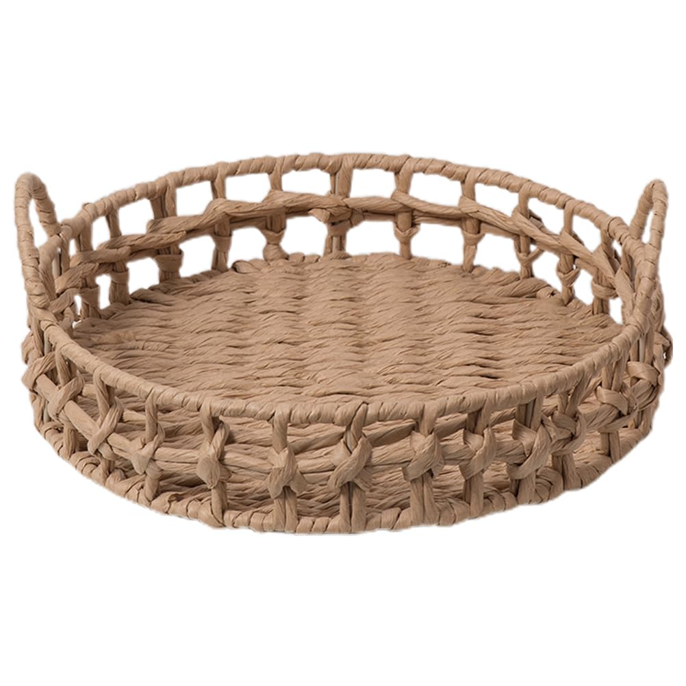 Cabilock Wicker Woven Storage Basket, Household Bread Basket Round Rattan Serving Baskets Bread Storage Container for Fruits Vegetables