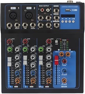 ZZBJ 4 Channels Sound Mixing Console Professional Mini USB Audio Mixer Console with