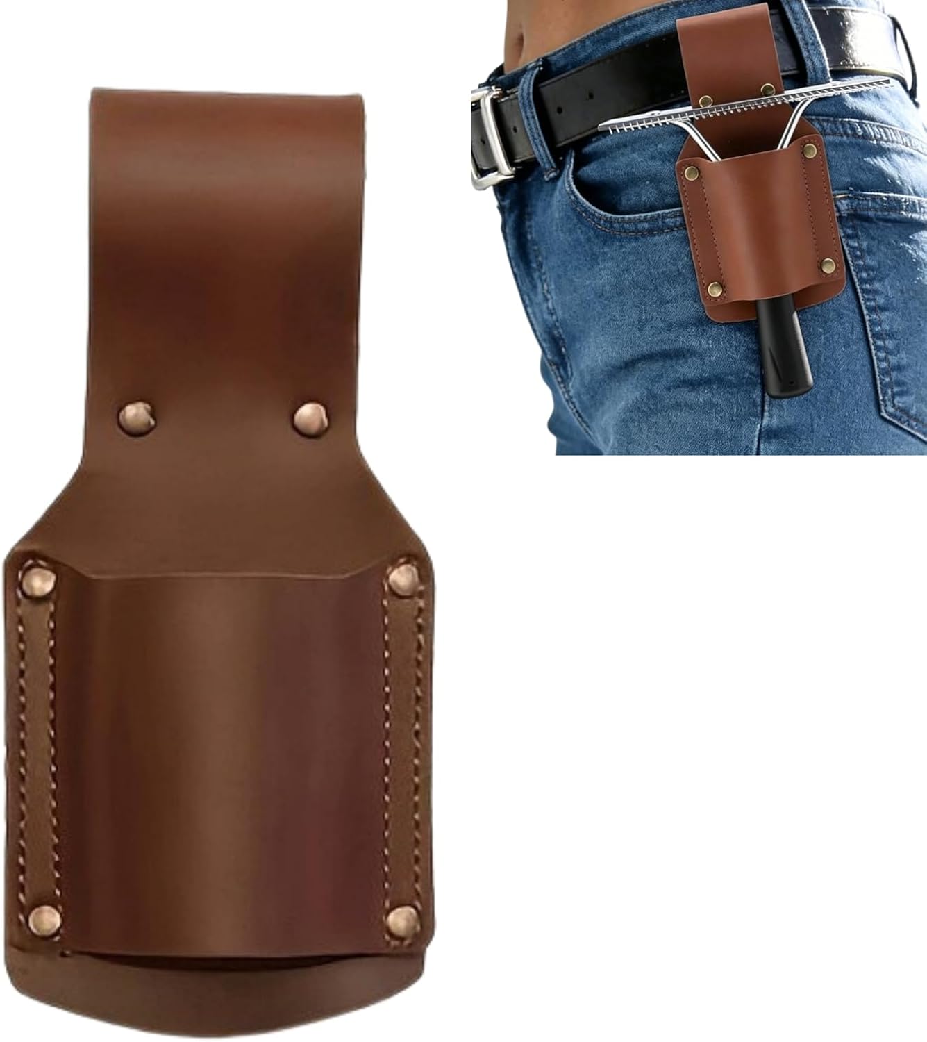 Leather Horse Brush Comb Holder, Livestock Show Grooming Supply, 1 Piece