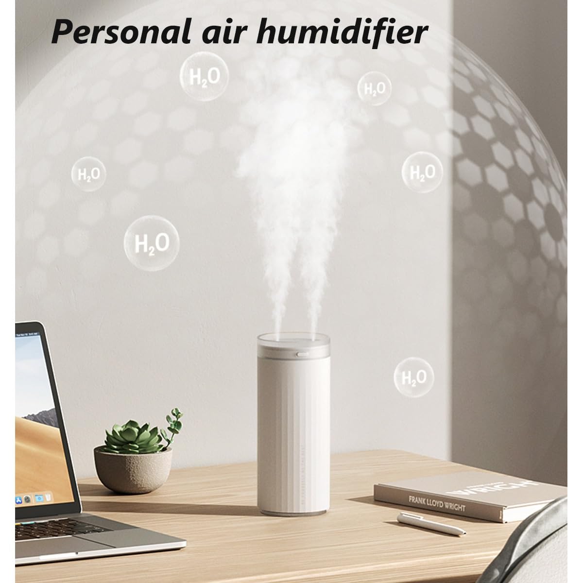 Mini humidificador de aire ultrasónico, difusor de aroma USB de 4000 mAh para dormitorio, oficina y plantas, función de doble niebla de 500 ml, funcionamiento portátil y silencioso