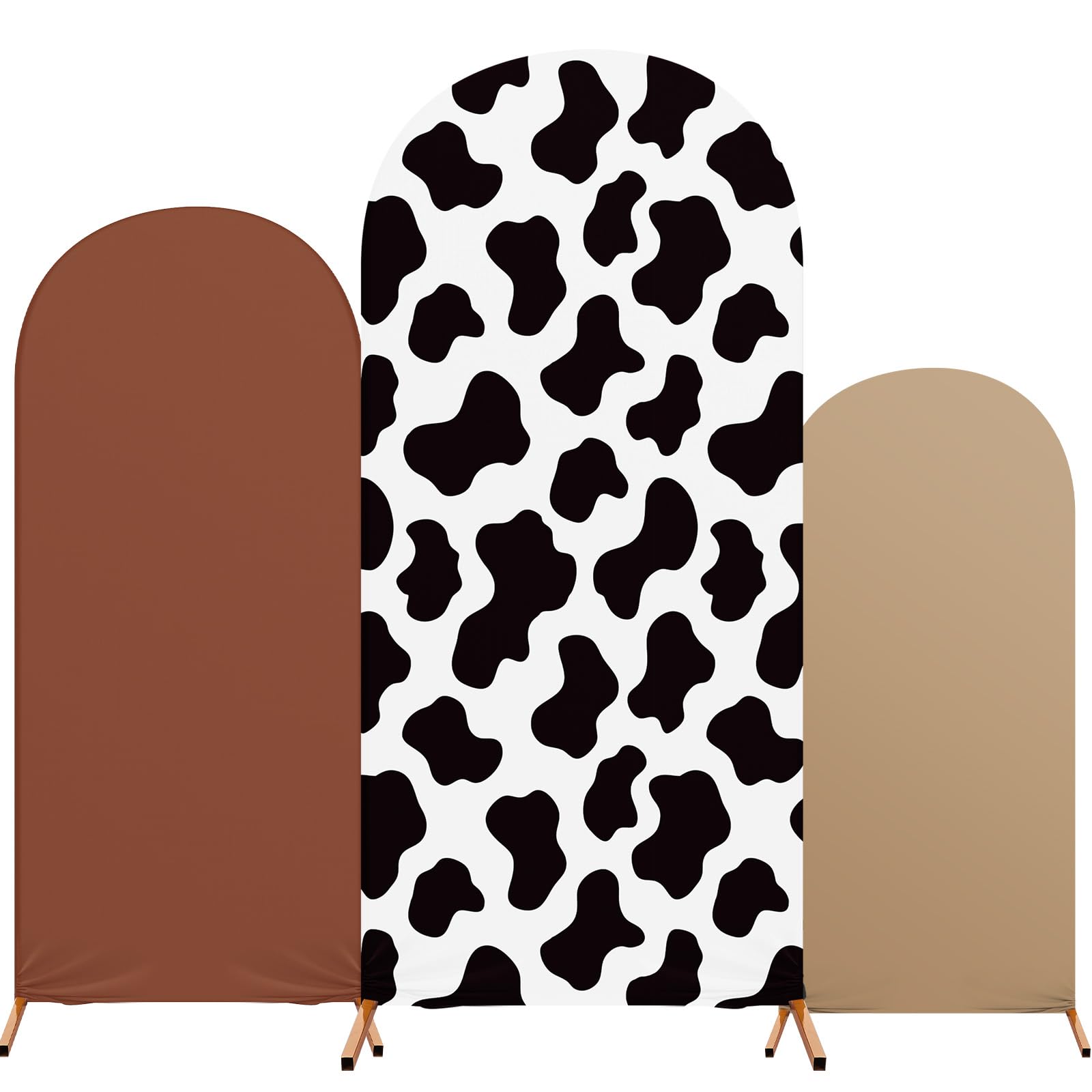 RimCereal 3 Sets Cow Theme Party Arch Backdrop Cover Cow Birthday Party Decorations Spandex Stretch Backdrop Stand Cover 4ft, 5ft, 6ft for Birthday
