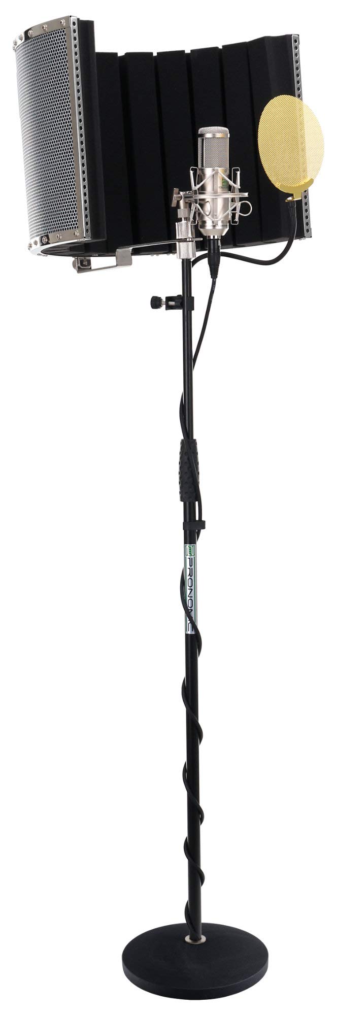 Pronomic CM-100S Studio Großmembranmikrofon XLR-Kondensatormikrofon inkl. Popkiller und Micscreen Set (mit Mikrofonspinne, Etui, Windschutz, Reduziergewinde, Mikro Popschutz, Absorber) Silber