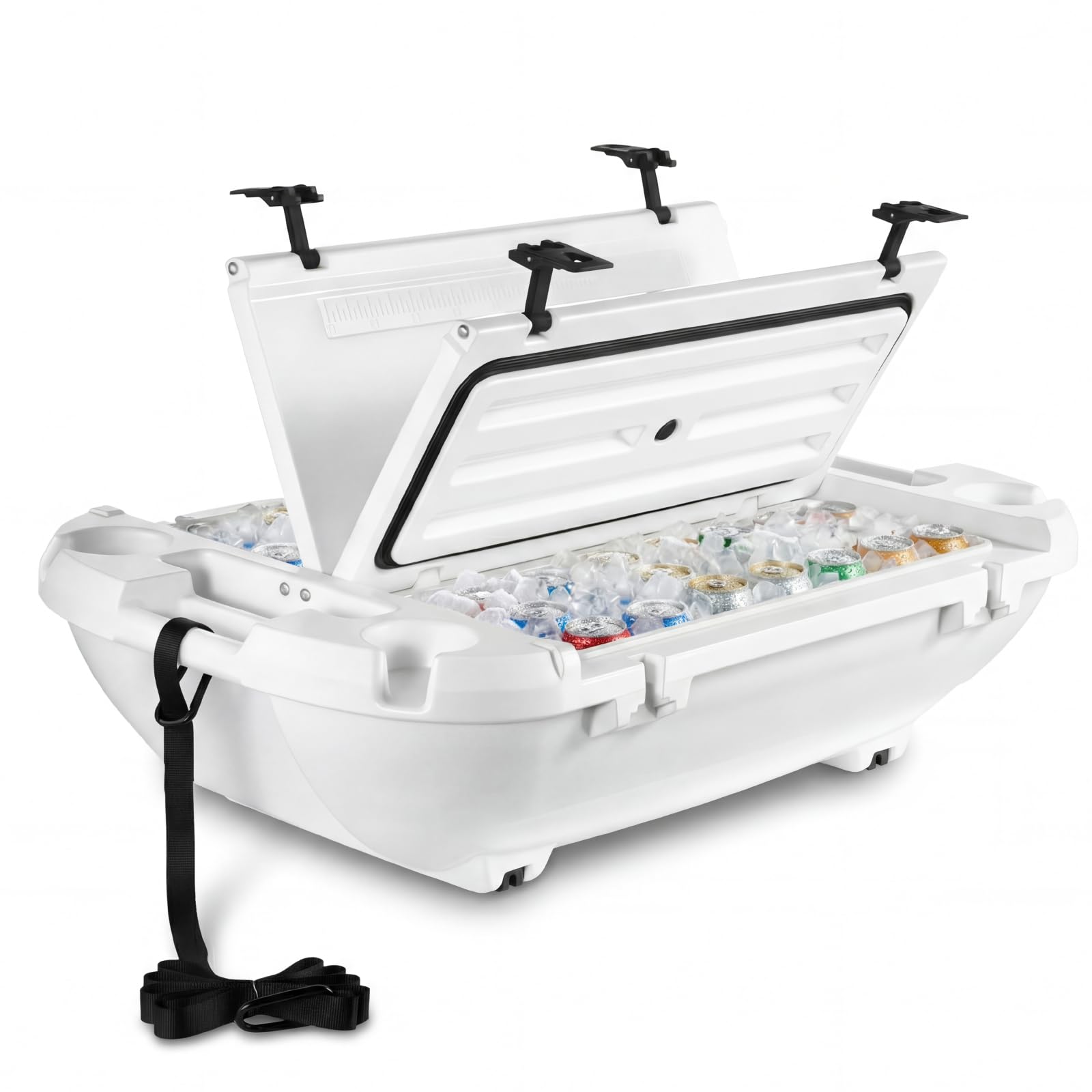 VEVOR Nevera Flotante 37,9 L Enfriador Flotante para Agua y Tierra con Carcasa Rígida Aislada, Portavasos, Asas Laterales, Cuerda de Remolque para Playa Piscina Lago Barco Bebida Hielo, Color Blanco