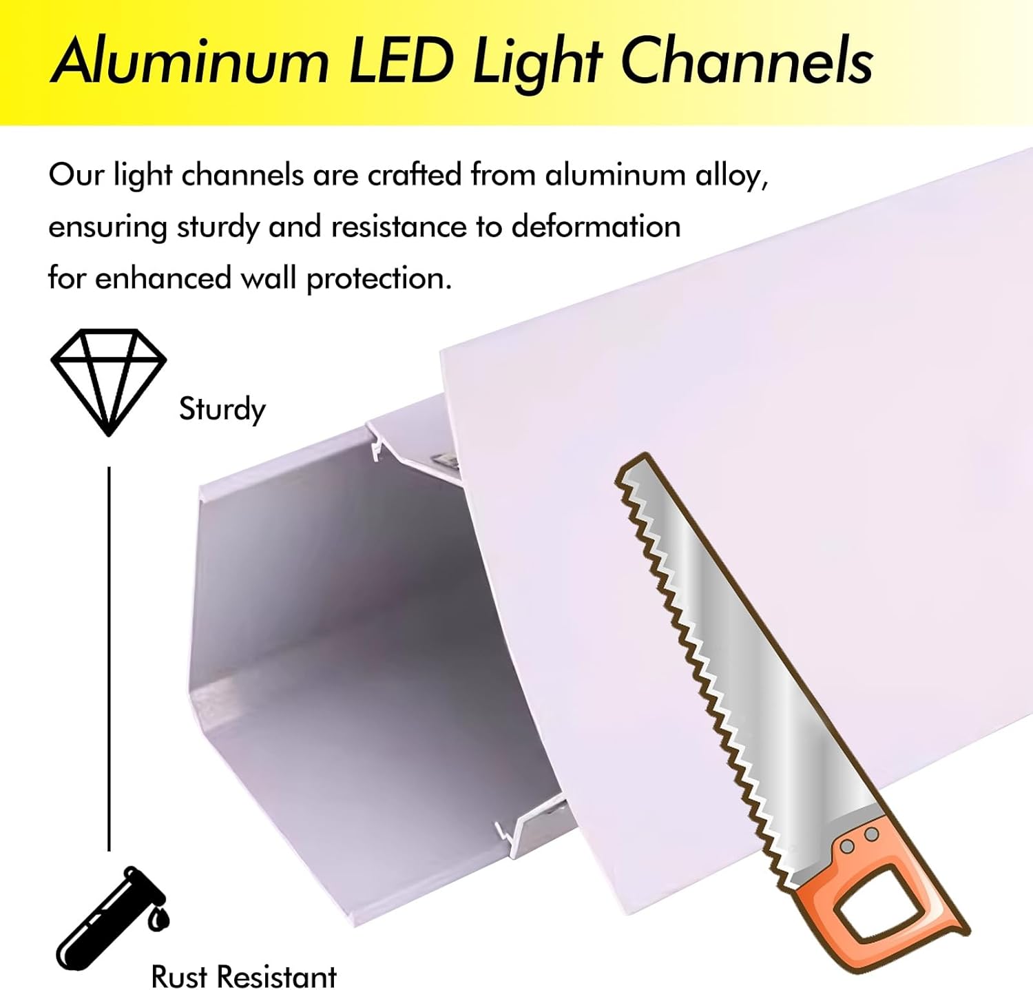 Waterproof LED Strip Channel for Indirect Lighting - 10.5ft Profile Trim Cover for Home Decor, Under Cabinet, Ceiling, and Wall Installation