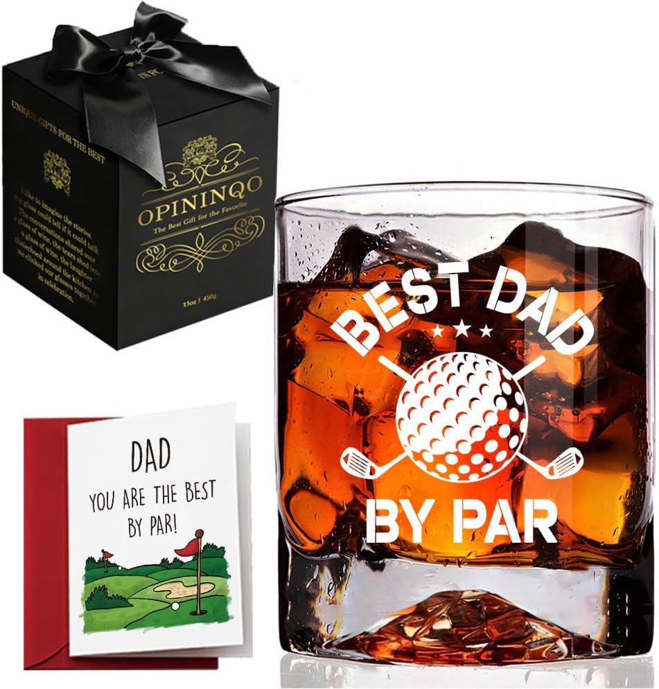 Golf Gift for Dad on Father's Day - Birthday Golf Gift for Father, 11oz Whiskey Golf Gifts for Father’s Day, Best Dad by Par, Retirement Golf Gifts for Father Grandpa from Child Grandchild
