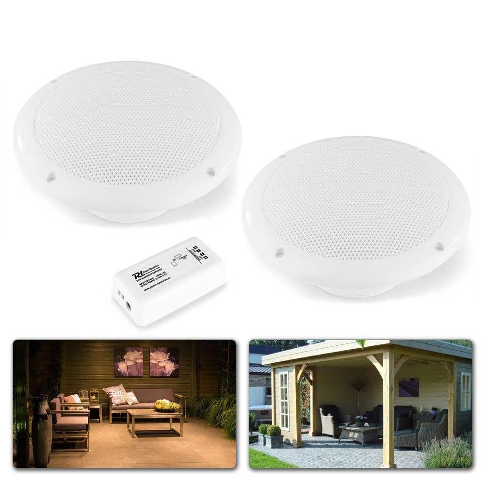 Power Dynamics BT10SET - Set d'Enceintes de Plafond avec Amplificateur Bluetooth, 60 Watts Max, Amplificateur Stéréo Classe D, 2X Haut-Parleurs Encastrable 5"