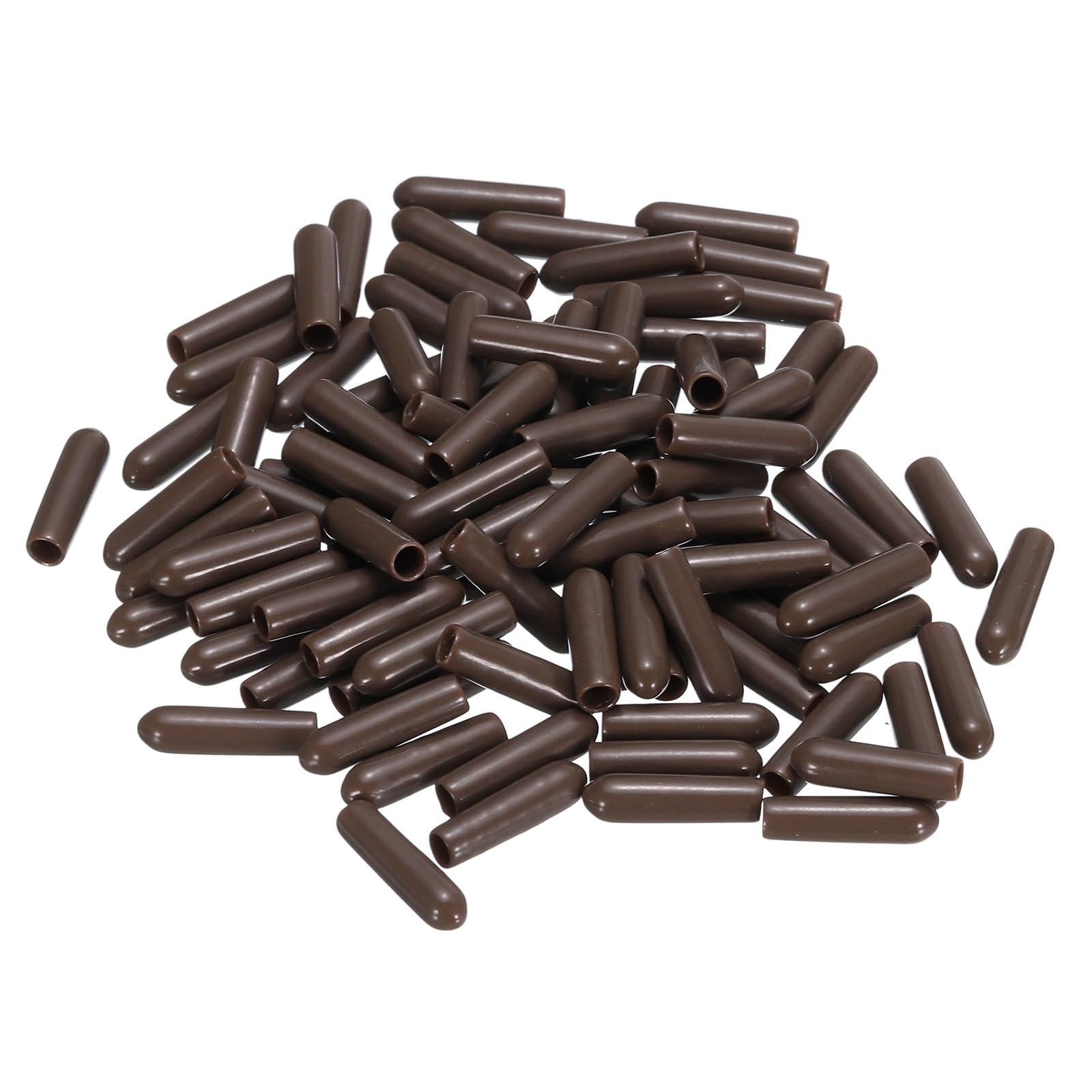 uxcell 100pcs Rubber End Caps 3mm ID Vinyl Round Tube Bolt Cap Cover Screw Thread Protectors Brown