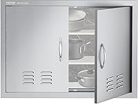 VEVOR 30x21 Inch Stainless Steel BBQ Access Doors with Vents, Reversible Double Doors, Detachable Handles & Hooks for Outdoor Kitchen Island