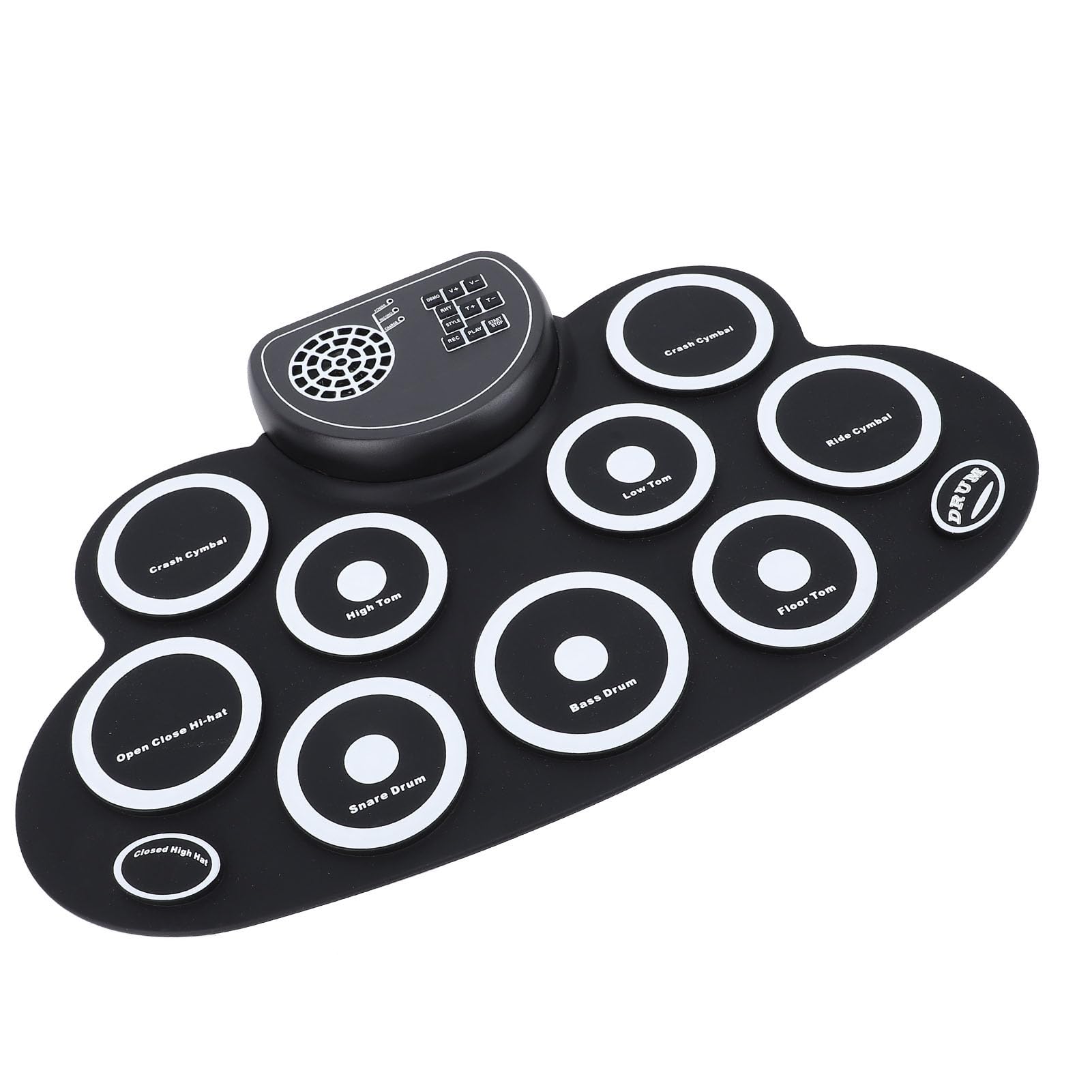Set de pads electrónicos para batería enrollables, kit de batería eléctrica inalámbrica recargable con altavoz integrado y doble pedal, tambor de práctica de silicona para