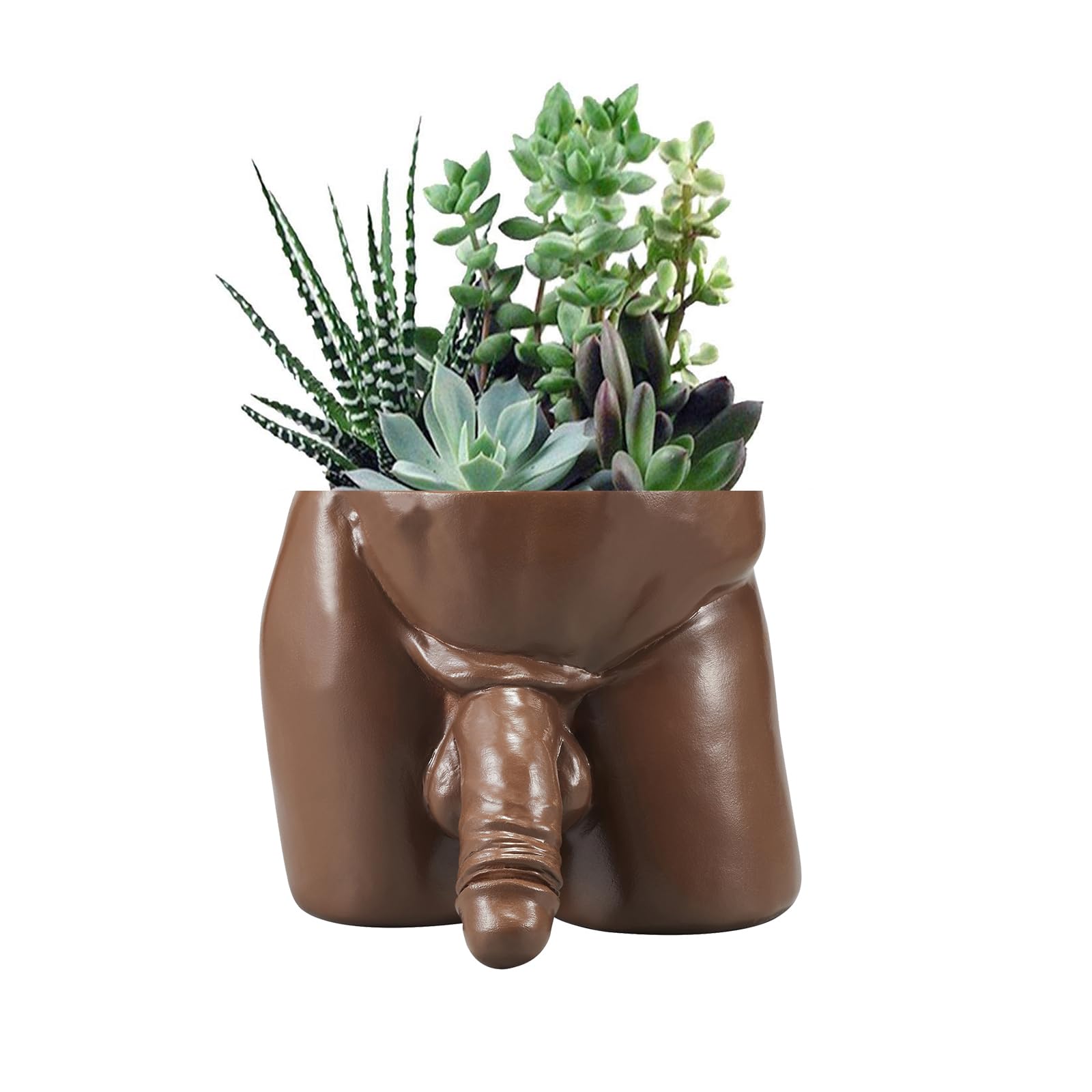 Lourich Men's Brown Frepeg Body Vases For Decor Planter, Resin Planter Decor Funny Planter Pot, Body Plant Pots — Vase Funny Planter Gift Unique Planter For Succulents And Cacti (Brown)