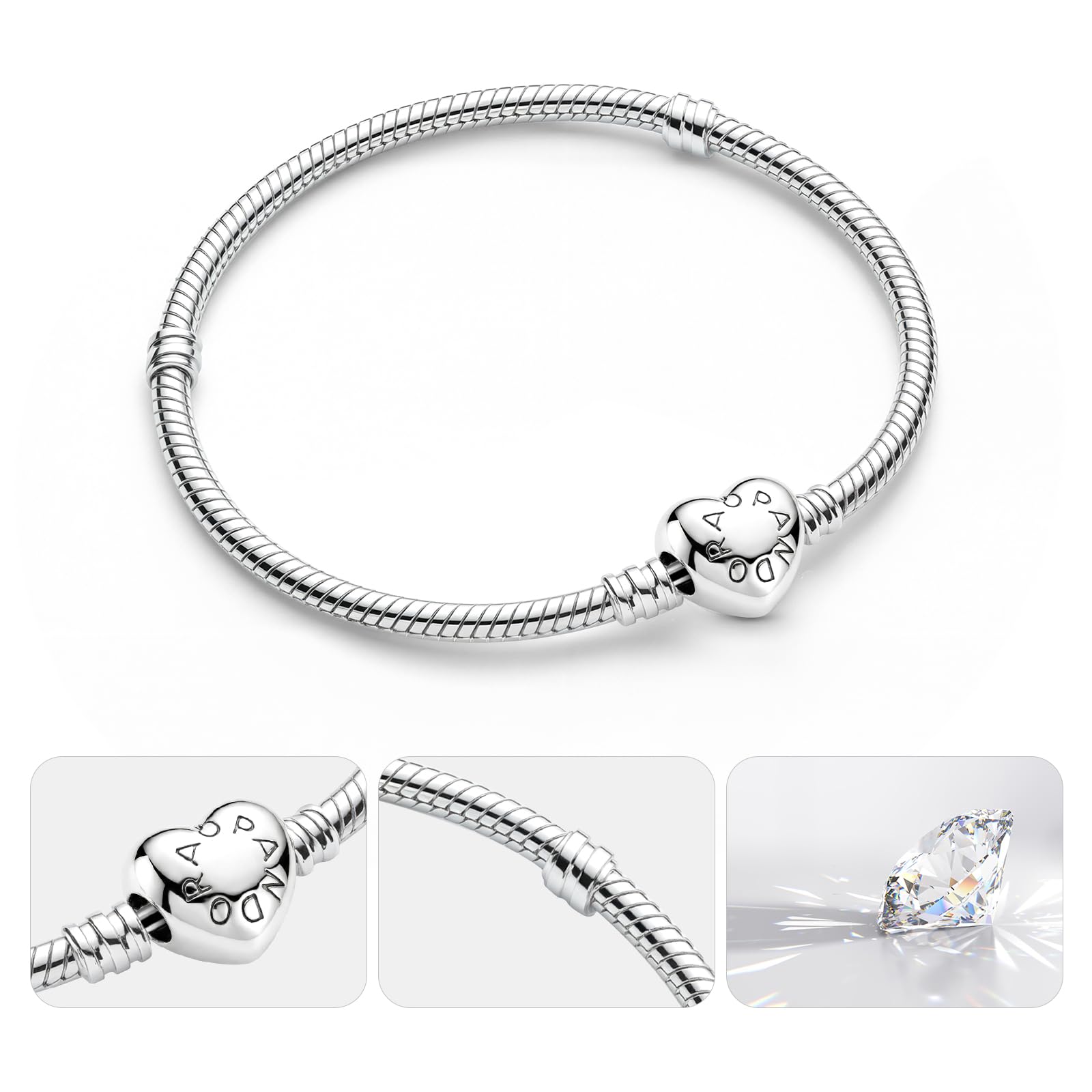 Moments Serie Charm Armband Silber 925 Damen,Individuelles Charms Armbänder zum Selbstgestalten,Bettelarmband Schmuck für Alle Gelegenheiten