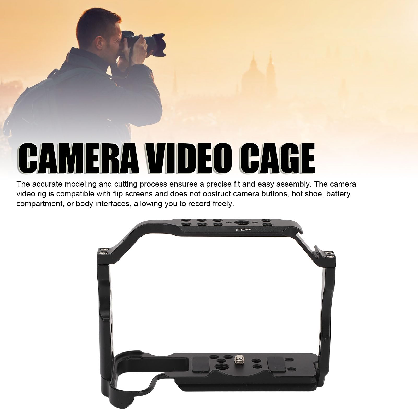 Fabater Gabbia per Fotocamera R10 per la Creazione di Video, Telaio Protettivo in Alluminio Resistente con Apertura Precisa del Foro per Vlogger