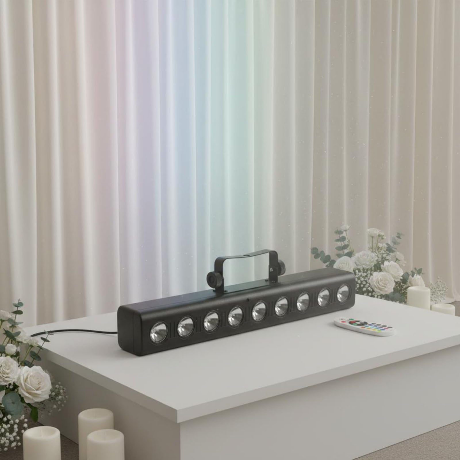 Rgbw Barra Led Dmx512 Faretto Proiettore Luce Palco con Uscita Bianca E Telecomando Struttura 40cm Portatile Adatta per Matrimoni Concerti Spettacoli Dj Set