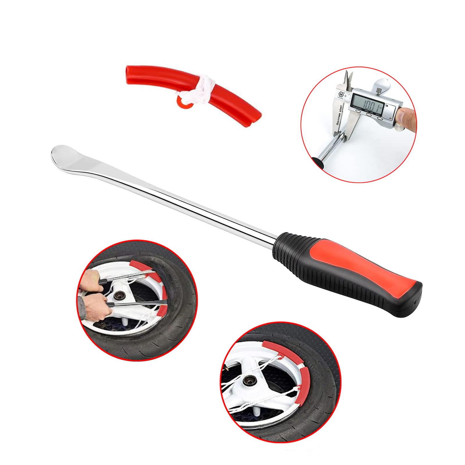 Set Di 3 Leve Per Pneumatici In Acciaio 30 Cm - Attrezzi Di Montaggio Per Moto, Bici E Auto, Robusti E Antiscivolo - 3