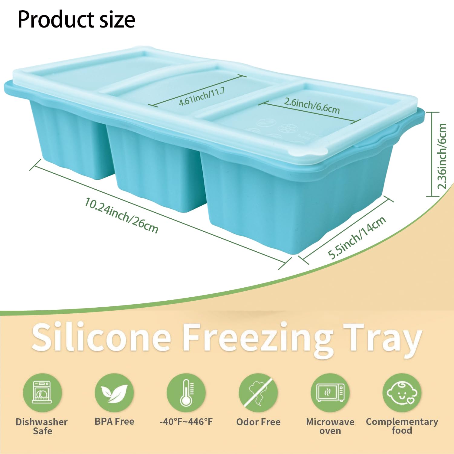 Tmeng 2 Pack Silicone Freezer Molds With Lids,1.5 Cup Silicone Freezer Tray for Meal Prep and Makes 6 Perfect 1.5Cup Portions Cubes for Storing 375mL/250mL/125mL Ice ube,Soup,Sauces,Leftovers and More - Image 2