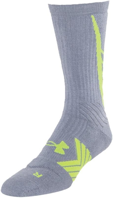 Under Armour Men's Undeniable All Sport Crew Socks (1 Pair), Steel/Hi Vis Yellow, Medium