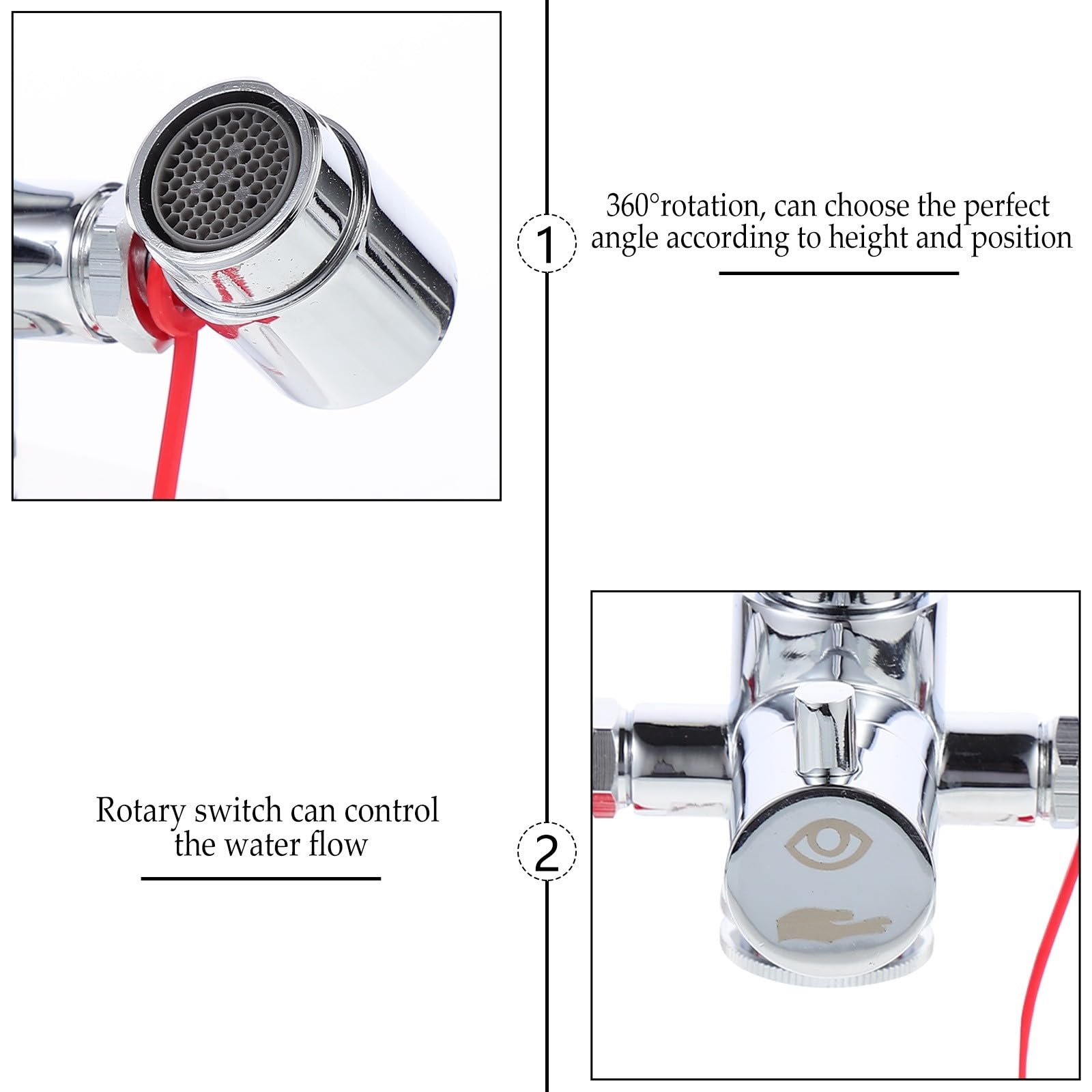Luxshiny Oculaire Montée sur Robinet en Cuivre, Double Buse Orientable