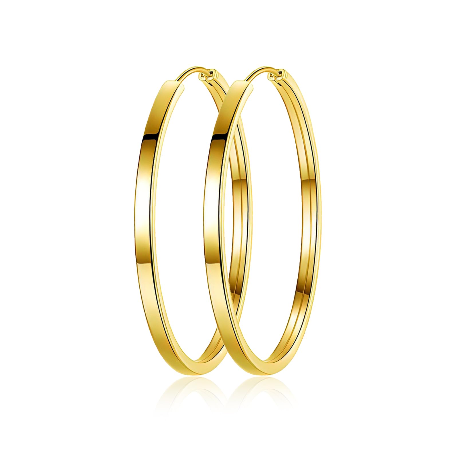 Kamise Ohrringe 925 Sterling Silber Creolen für Damen, Hypoallergen Große Ohrringe Leichte Kreolen in 40/50/60mm Durchmesser, Klappcreolen Runde Kreis Ohrschmuck, 3 Paare Silber Creolen Ohrringe Set