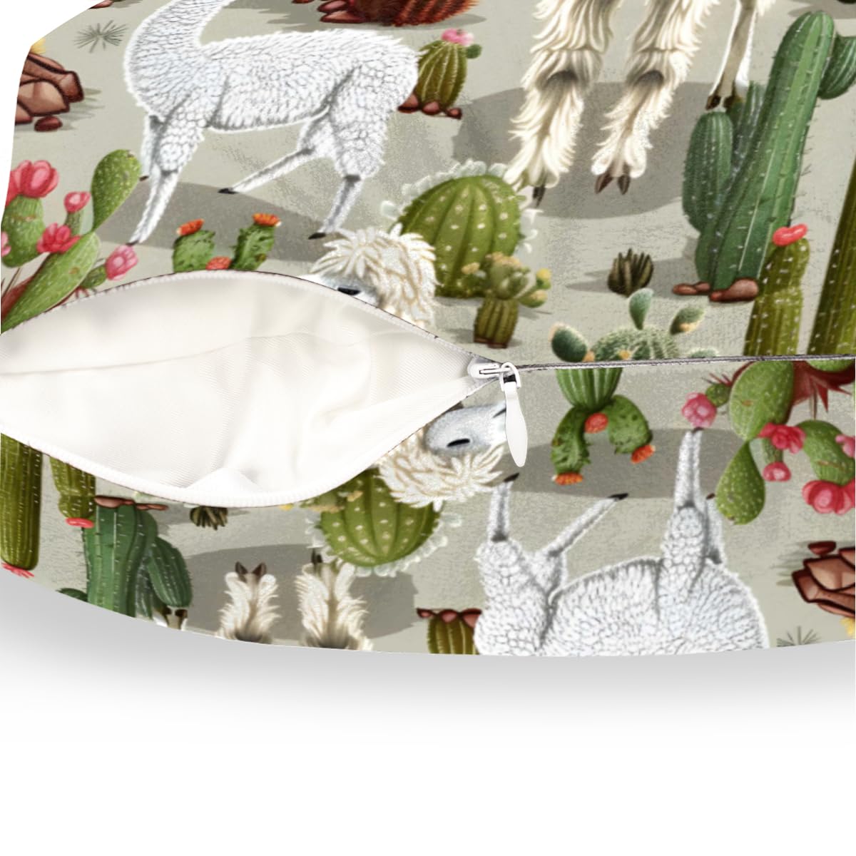 Cuscino Federa 45x45 Con Lama Alpaca E Cactus Stile Cartone Animato, Morbido In Cotone E Lino Per Divano E Letto, Regalo Simpatico