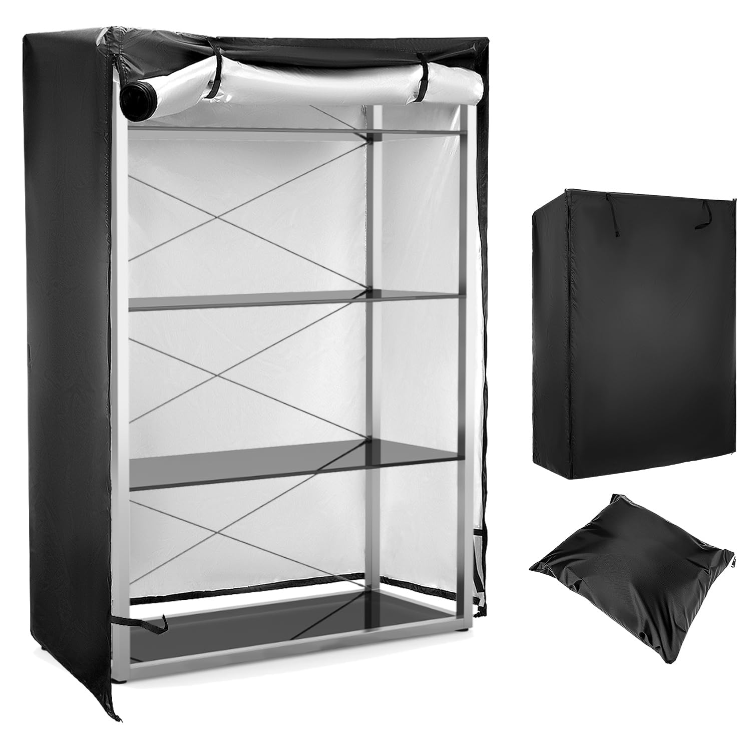 QWORK Shelf Units Cover, Heavy Duty Waterproof Wire Rack Cover for Shelf 48"x24"x 72"