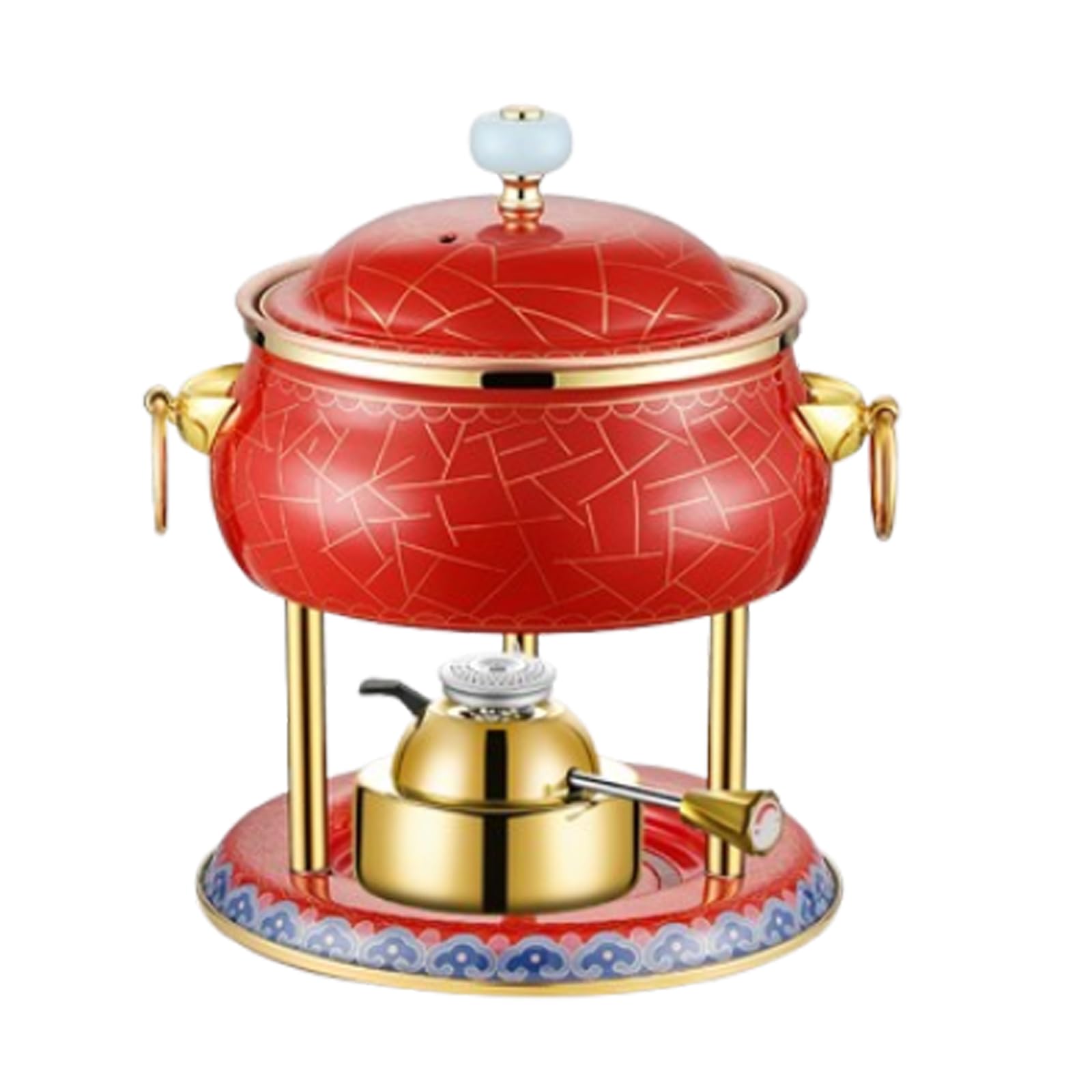HTTGDGDH China Copper Pan Chinese Vintage Style Single Cooker Kitchen Cookware With Pan Lid Chinese Fondue Hot Pot Cookware,G,E