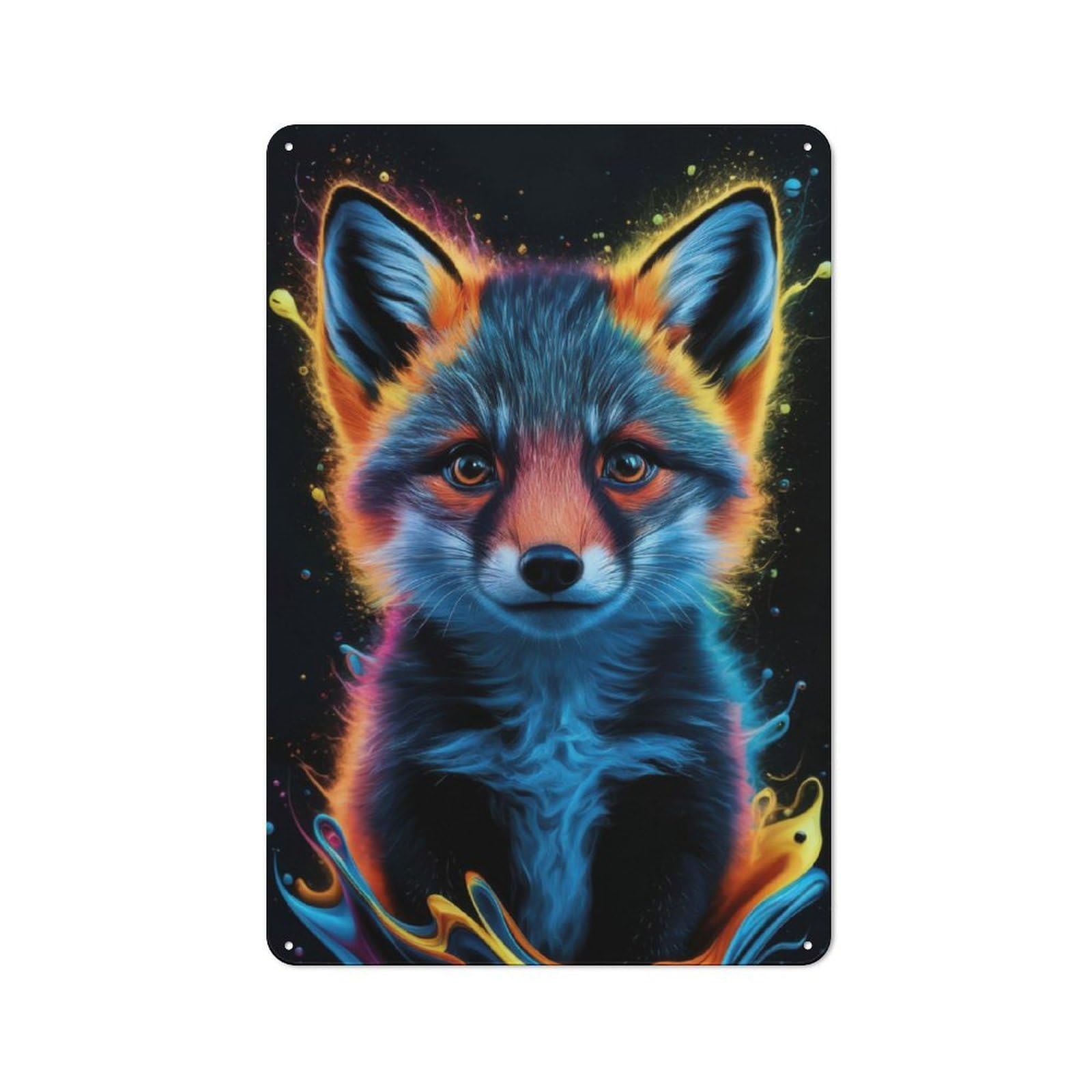 Junmoney Fox Baby Industrial-Style Tin Sign 30X20cm For Pub Or Café, Suited To Pub Decor Enthusiasts