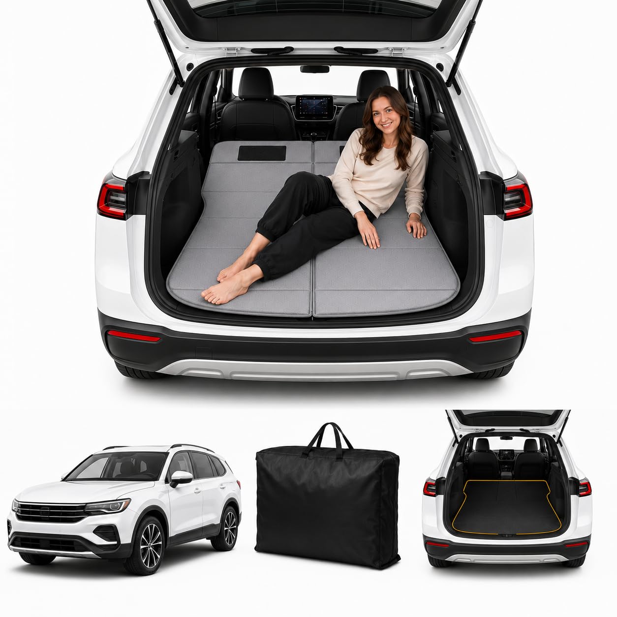 Car Mattress for RZ 2023–2026, Upgraded Non-Inflatable Thickened Foam SUV Car Camping Mattress, Foldable Trunk Sleeping Pad Car Bed Mattress for Road Trips Camping Travel