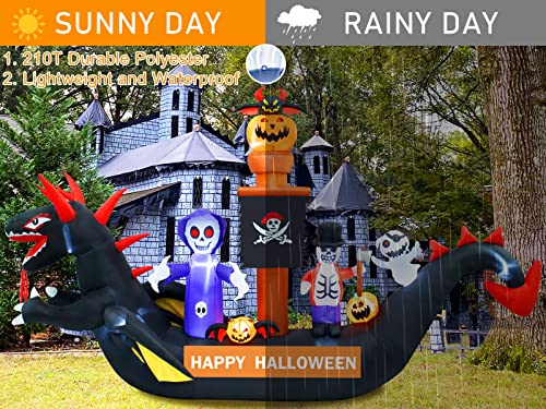 Mukum 11Ft Halloween Inflatables Dragon Pirate Ship Skeletons Ghosts Pumpkins 2022 Upgrade Halloween Blow Ups Build-In Led Giant Halloween Inflatables Outdoor Decorations For Yard Lawn Garden Décor #TOP5