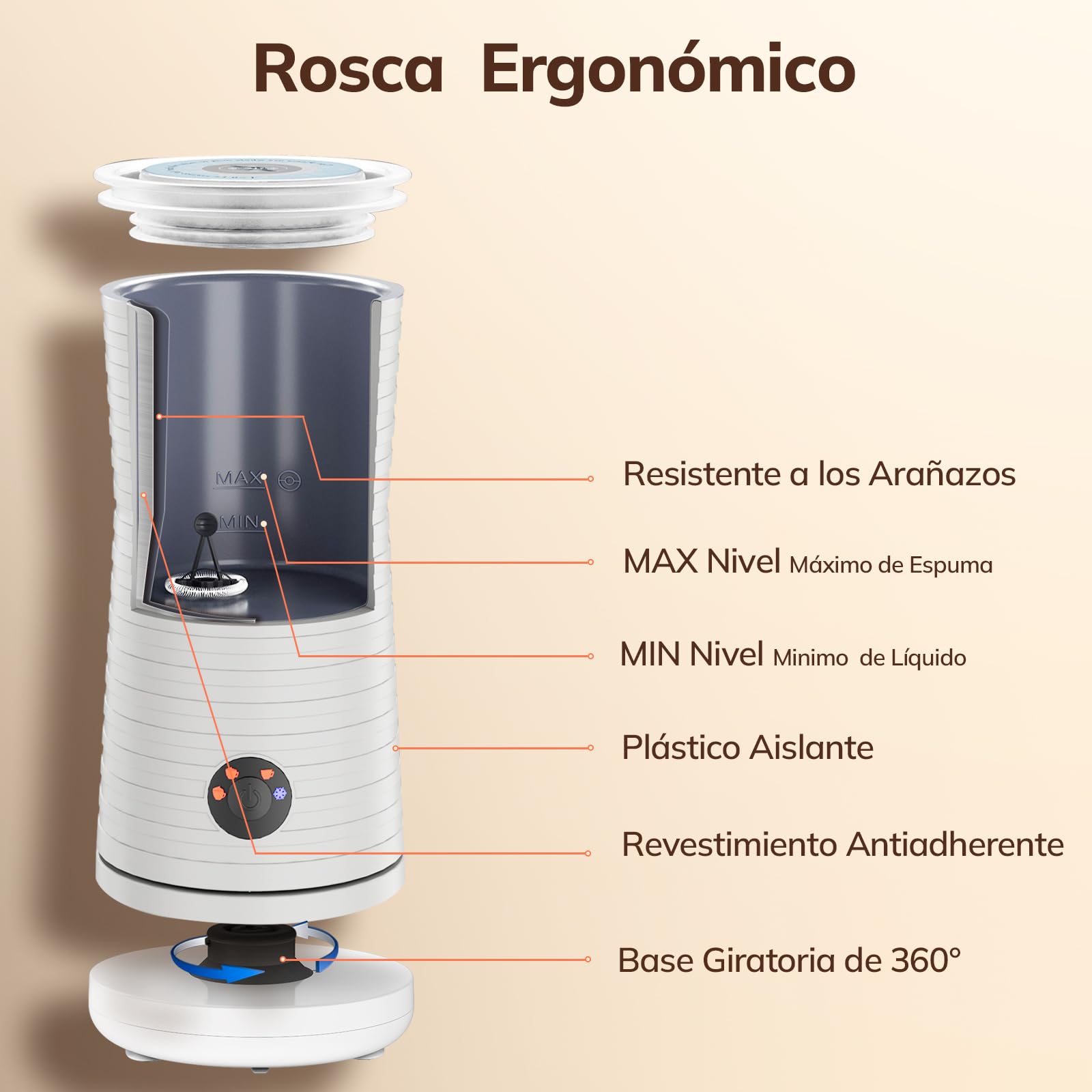 Morpilot Espumador de Leche Eléctrico, Calentador Leche 4 en 1, para Espuma Caliente y Fría, 240ml 400W, Blanco