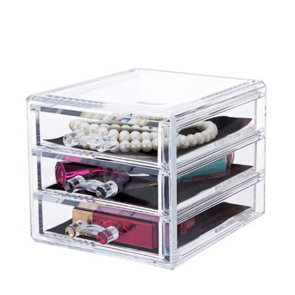 Organizadores de cosméticos Caja de almacenamiento de escritorio para el hogar Caja de almacenamiento de caja de maquillaje cosmético de 3 cajones, Caja de almacenamiento de cosméticos de plástico t