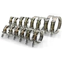 RULLINE 14PCS T-Bolt Hose Clamp Set,304 Stainless Steel Heavy Duty 7 Sizes