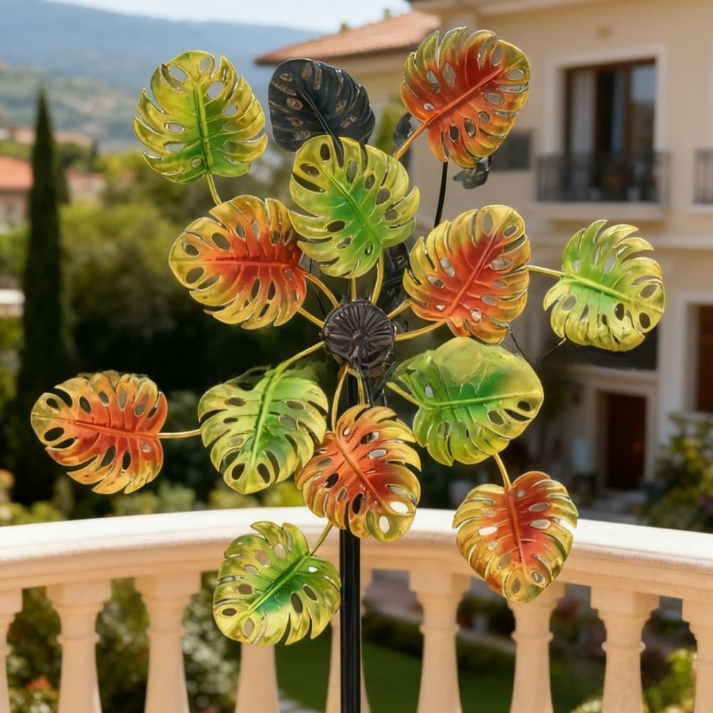 Molino de viento giratorio de doble cara hecho de hierro para decoración exterior de 95cm