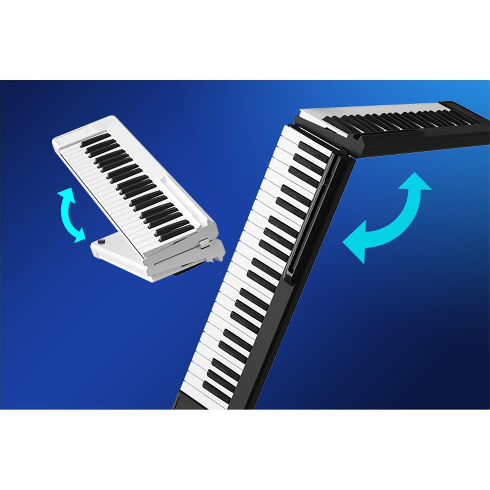 Tastiera Digitale Per Principianti Pianoforte Elettronico Portatile Pieghevole 88 Tasti Pianoforte Elettronico MIDI Ispessito(White)