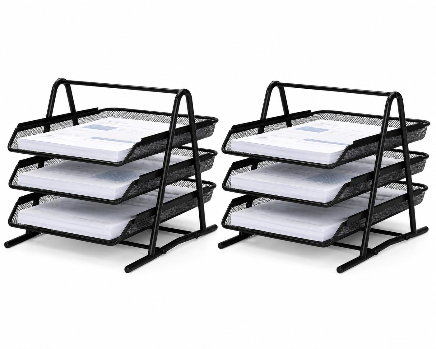 Conipa 2 Dokumentenablagen aus Metall Schwarz – je 3 Fächer Mesh Briefablage für A4 Dokumente – Schreibtisch Organizer & Papierablage für Büro, Home Office & Schule