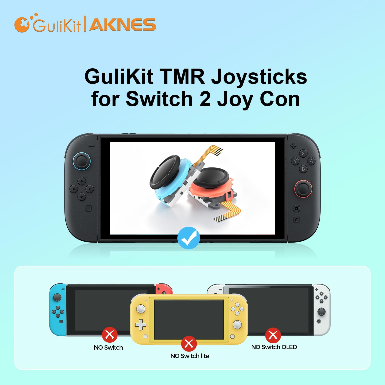 AKNES GuliKit TMR Joystick Kompatibel mit Nintendo Switch 2 JoyCon | Hohe Präzision, Schnelle Reaktionsgeschwindigkeit, Anti-Drift, Anti-Jitter, mit Reparaturwerkzeug