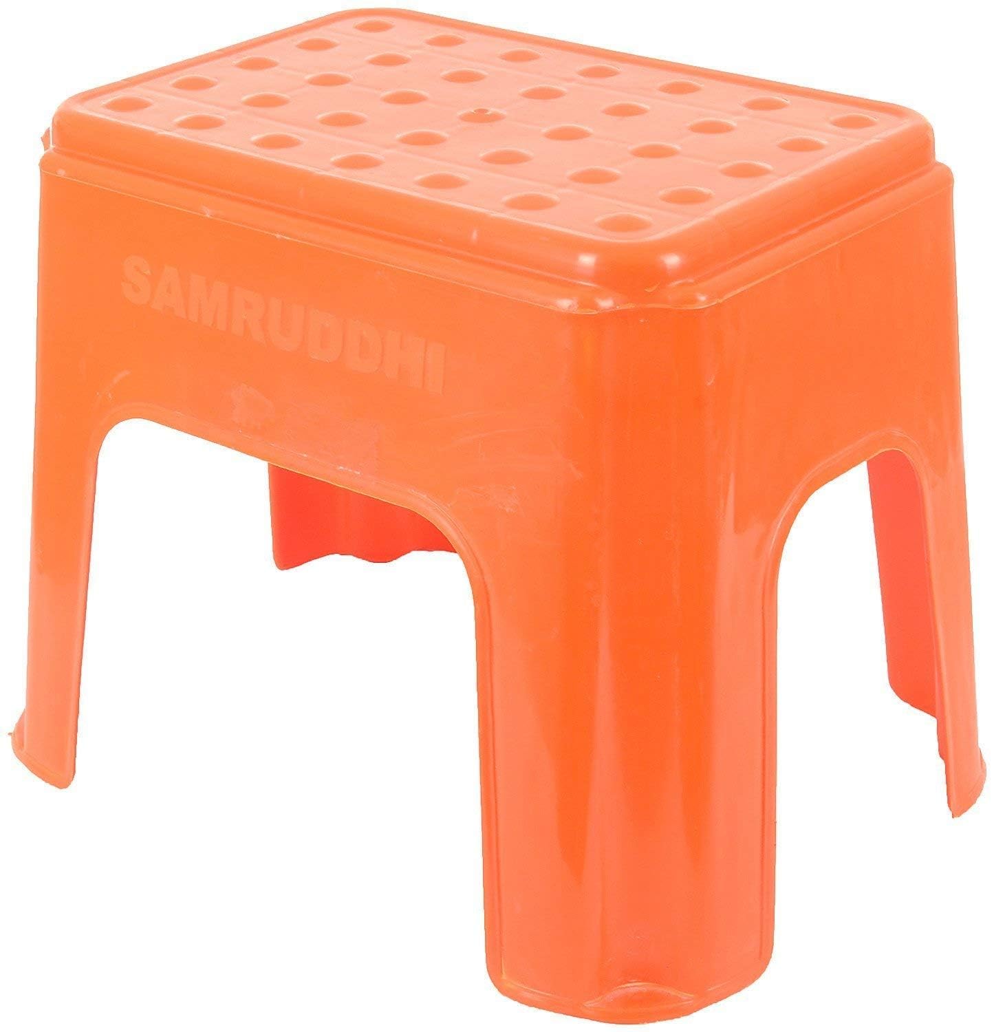 Samruddhi Presence Strong & Durable Bathroom Stool | Anti-Slip Plastic for Home, Bedroom, Bathroom, Kitchen & Living Room | Portable, Unbreakable, High Bearing Capacity Stool for Daily Use (ORANGE)-image-18