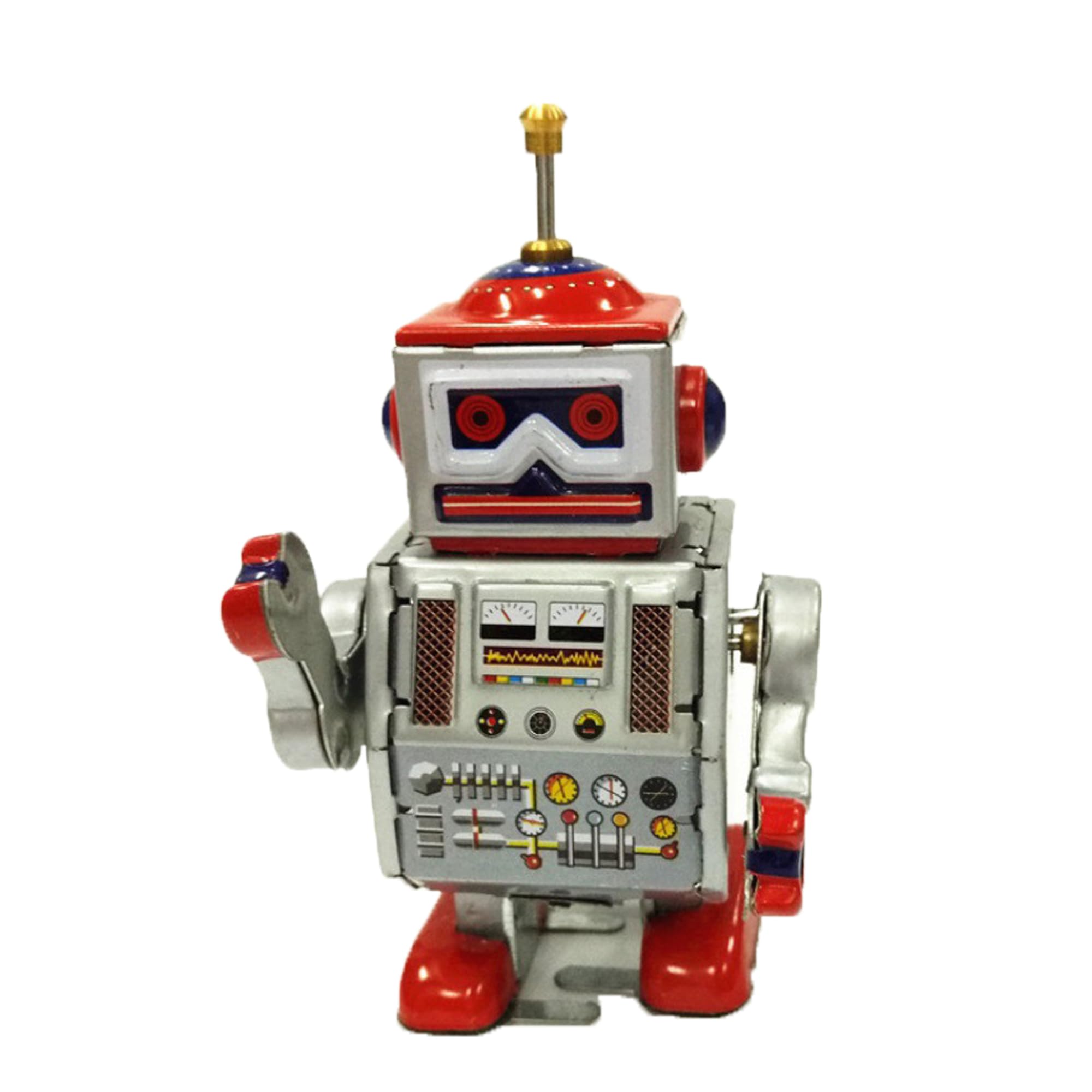 Charmgle Jouet robot à remonter sur mécanisme marchant Alien Batteur Jouets faits à la main Nouveauté Cadeaux d'anniversaire Décoration de la maison Argent