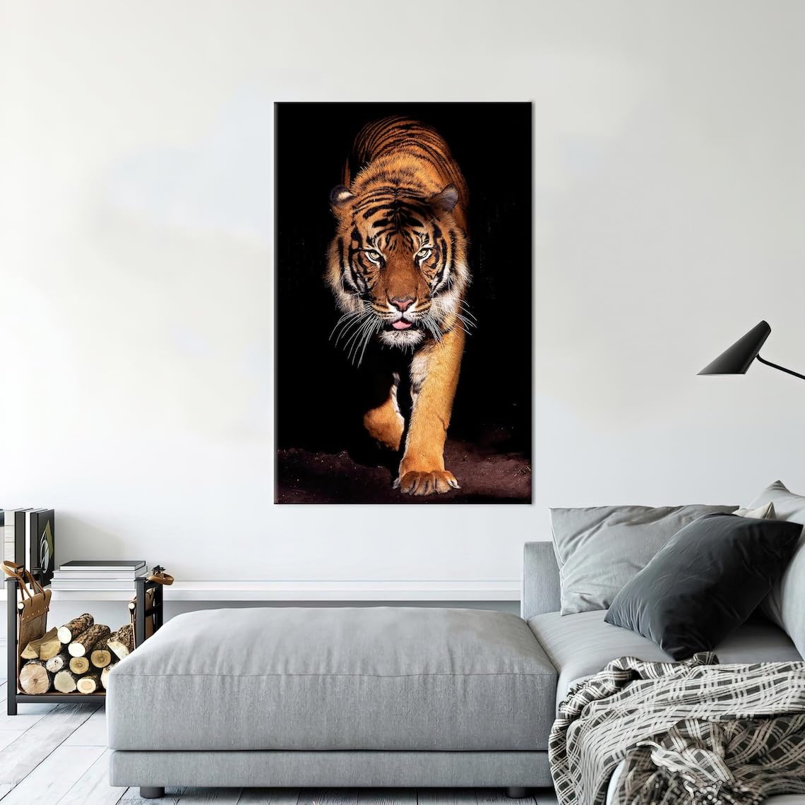 CAOXTART Tiger Canvas Wall Art: Modern Wildlife Posters and Prints, Tiger portrait Painting for Living Room, Home Wall Decor(70x100cm/Frameless)