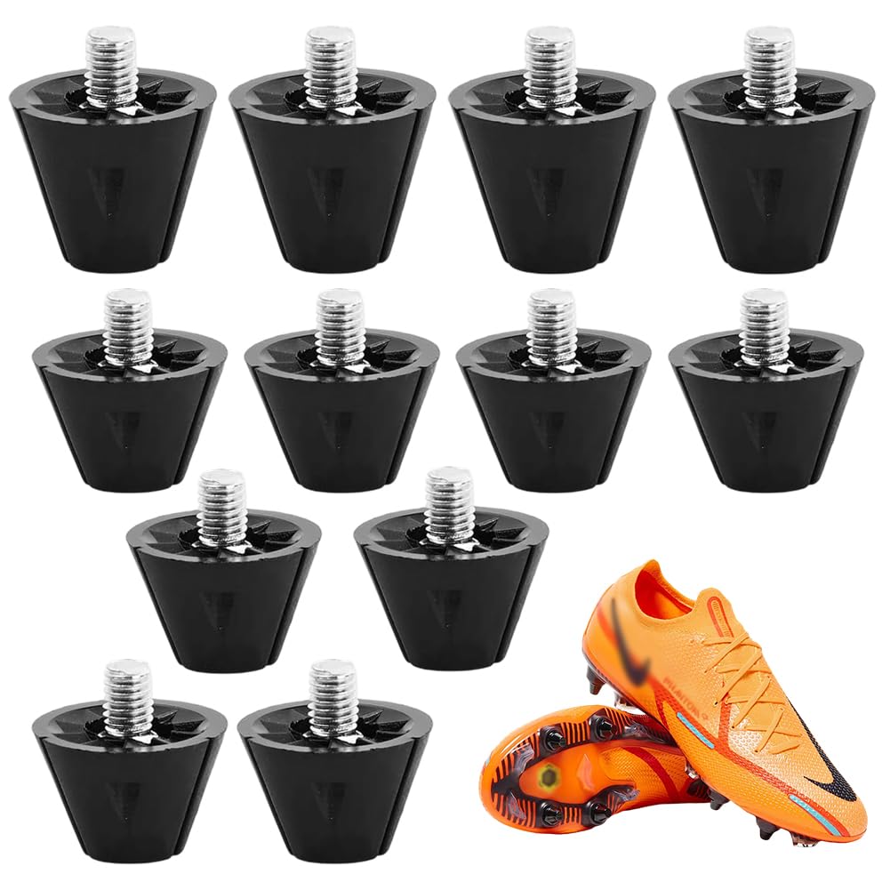 12 Stück Schraubstollen M5 (5mm) – Universelle Ersatzstollen aus Nylon & Metall, rutschfest & stabil, ideal für Fußballschuhe mit M5-Gewinde, für Rasen & Kunstrasen（Schwarz）