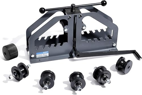 Miniatura 9 de Happybuy Dobladora de rodillos de tubo – Máx. 1-1/2", manual, 6 troqueles, flexión de 360° para cobre, tubos de aluminio, ideal para HVAC,