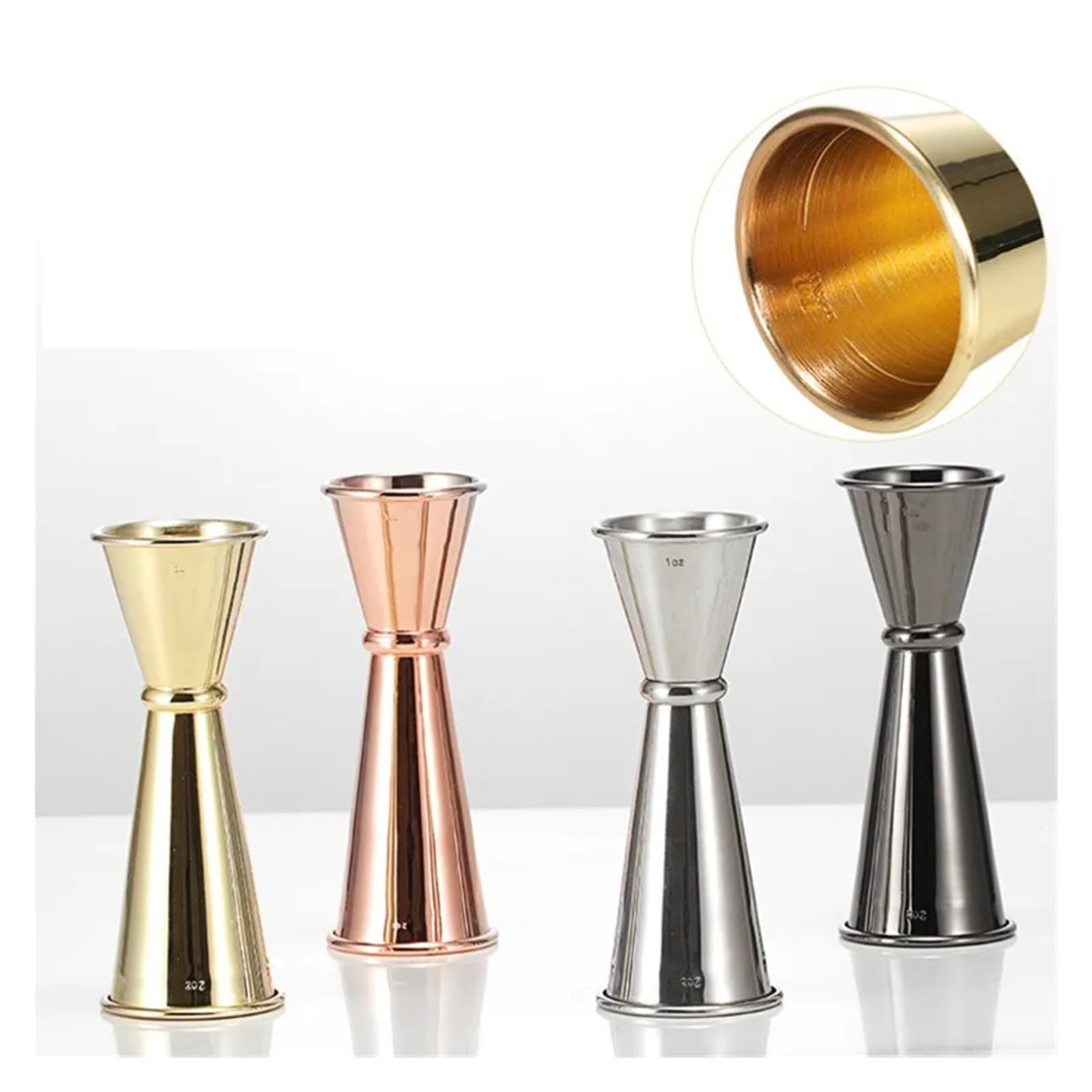 Doseur Cocktail Verre doseur en Acier Inoxydable de 15 à 60 ML, Shaker à Cocktail, doseur à spiritueux, Outils de Bar et de Cuisine(Gold 30 60ml)