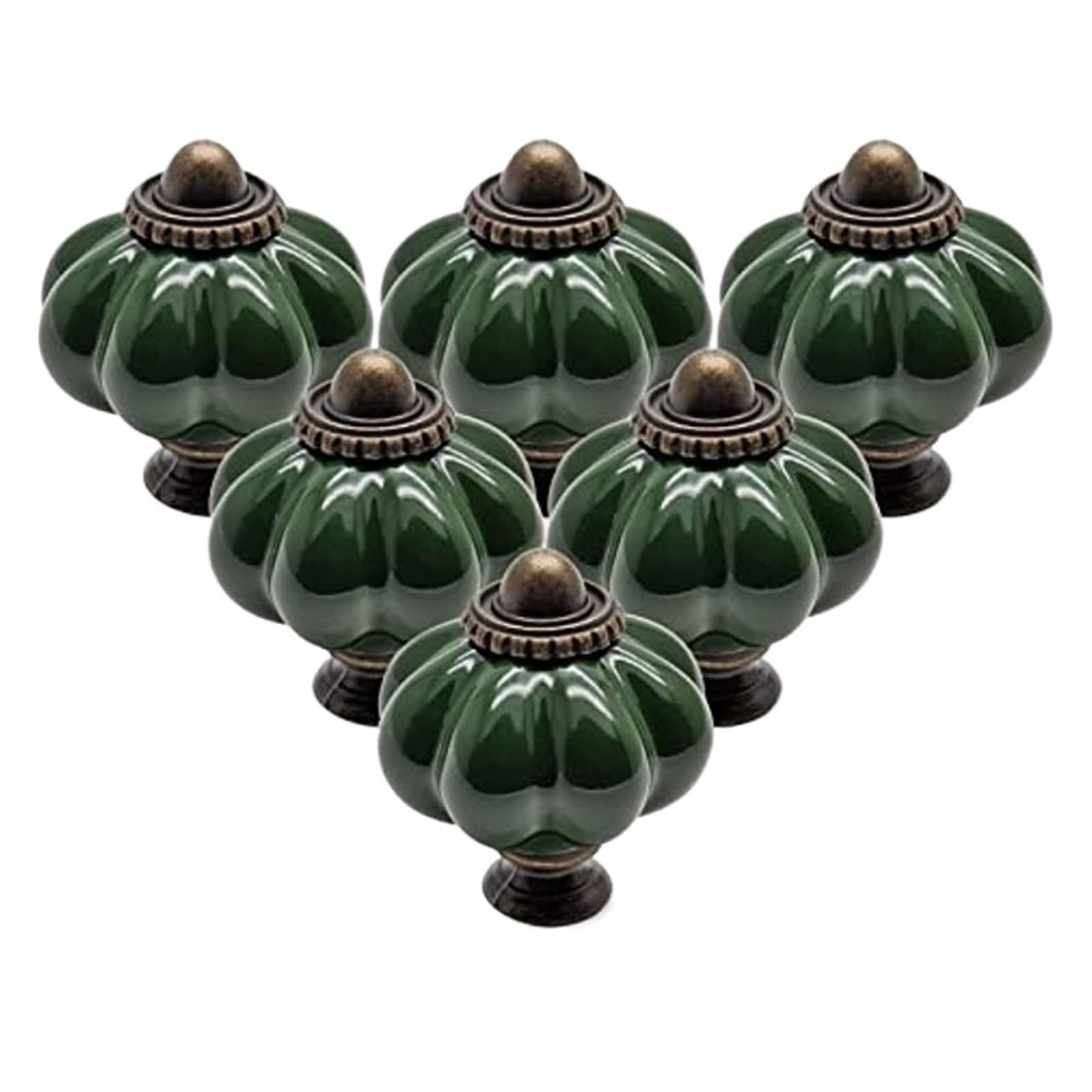 KLdcfhDR 3/6/12pcs Polished Metal Dark Green Ceramic Cabinet Dresser Knobs Set with Hardware(Dark Green)