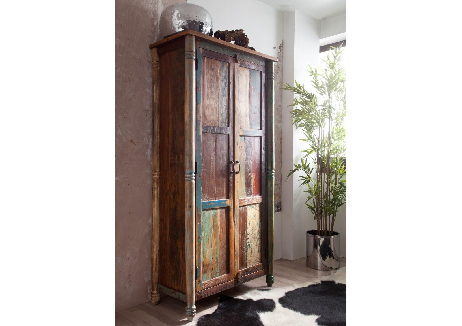 MASSIVMOEBEL24.DE | Vintage Altholz Massivholz Möbel Schrank Massivmöbel lackiert Mehrfarbig massiv Holz Fable #12