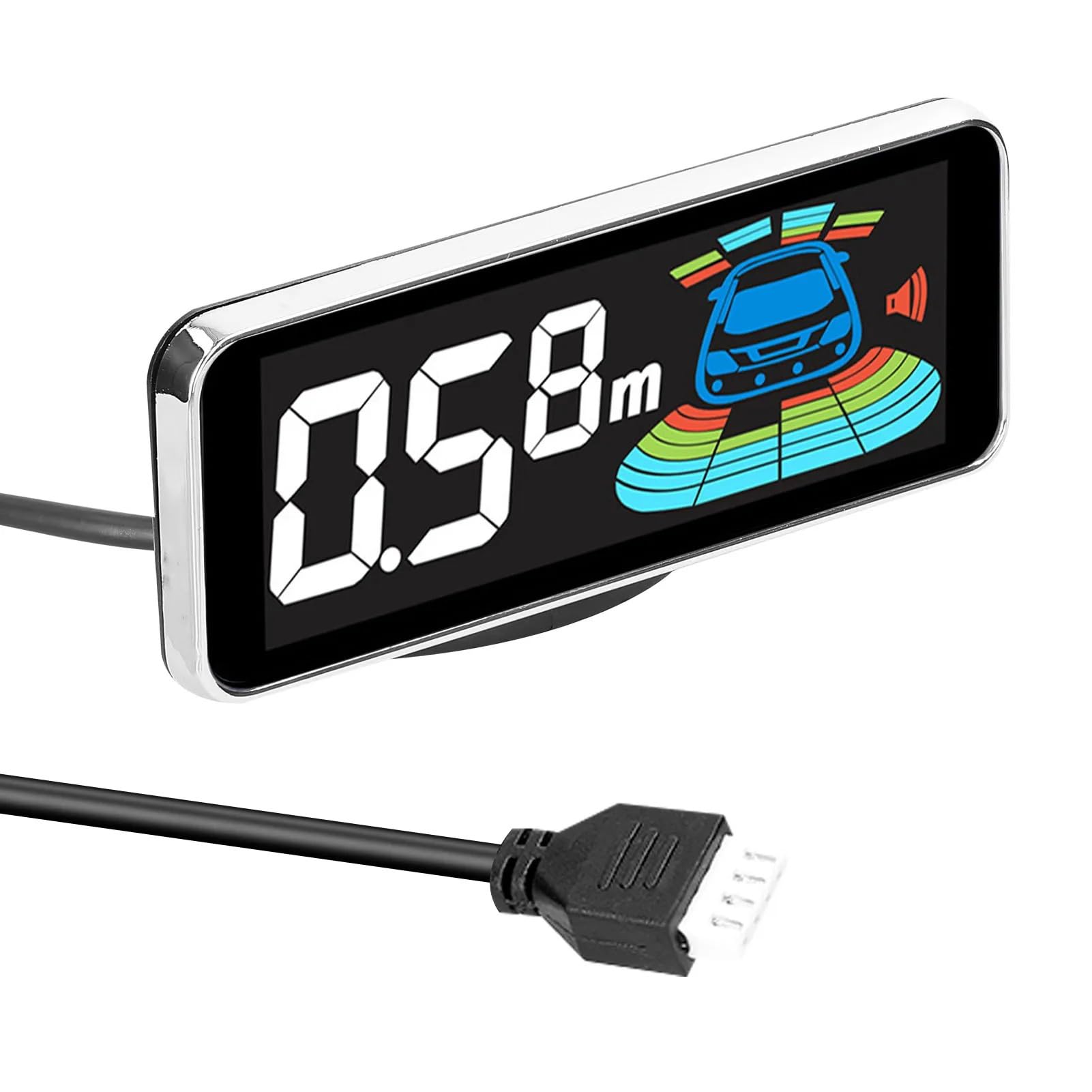 Sensor de Aparcamiento Sistema de radares Marcha atrás para Coche, sensores Aparcamiento, detección Distancia, Pantalla, zumbador Advertencia Sonido, 8/4 Uds(White 8pcs Probe)