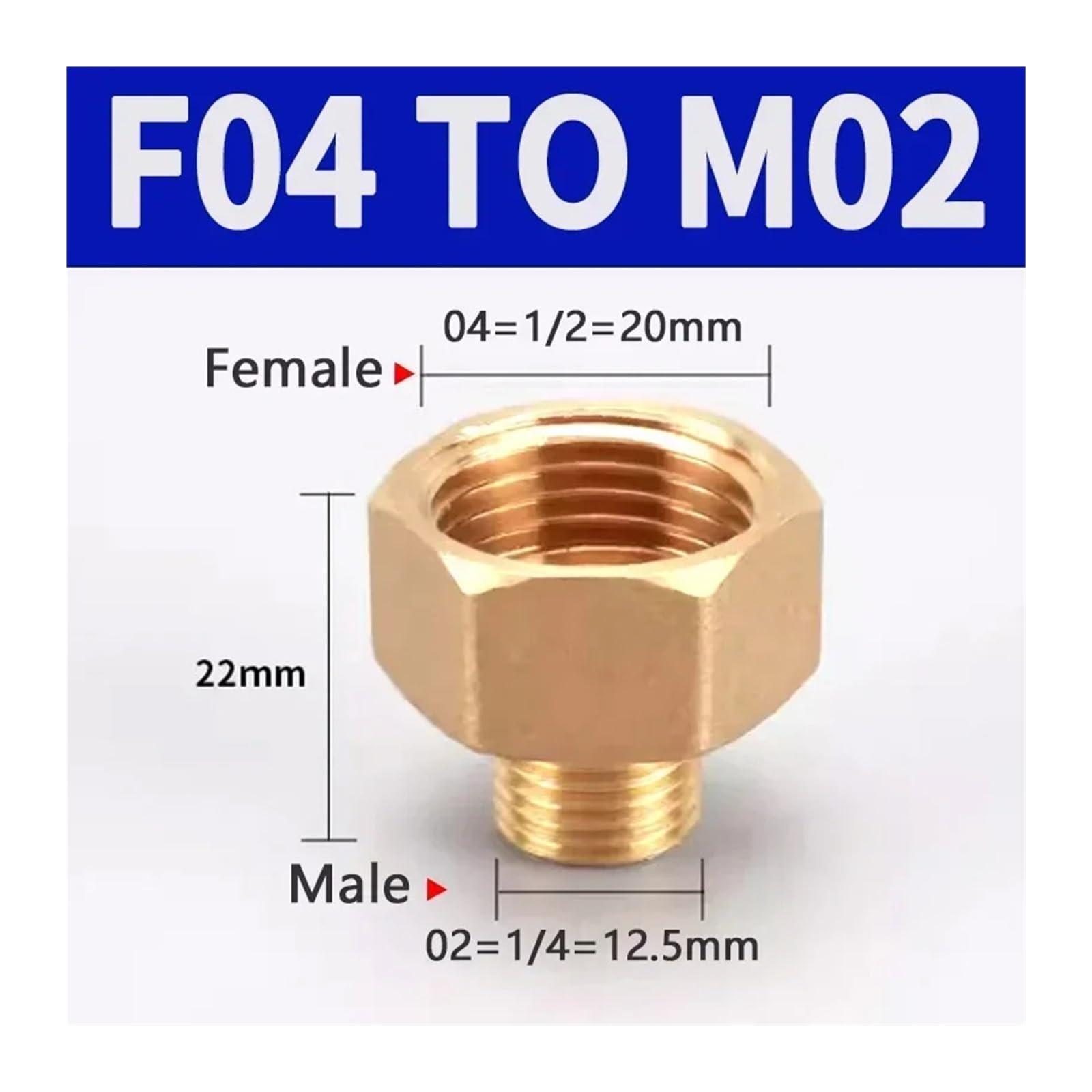 20-200 sztuk mosiężne złączki rurowe sześciokątny adapter redukcyjny 1/8 "1/4" 3/8 "1/2" BSP gwint męski na żeński złącze oleju gazowego(M02-F04,200 PCS)
