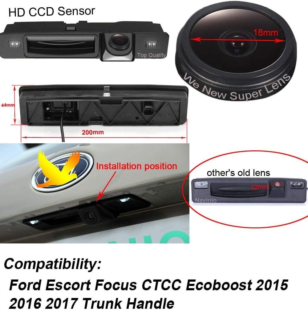 HD 1280x720p Impermeable Mango del Maletero cámara de Marcha atrás Cámara de Aparcamiento para Ford Escort Focus CTCC Ecoboost 2015 2016 2017 Trunk Handle