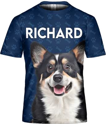 Men's Funny Dog Round Neck Casual T-Shirt