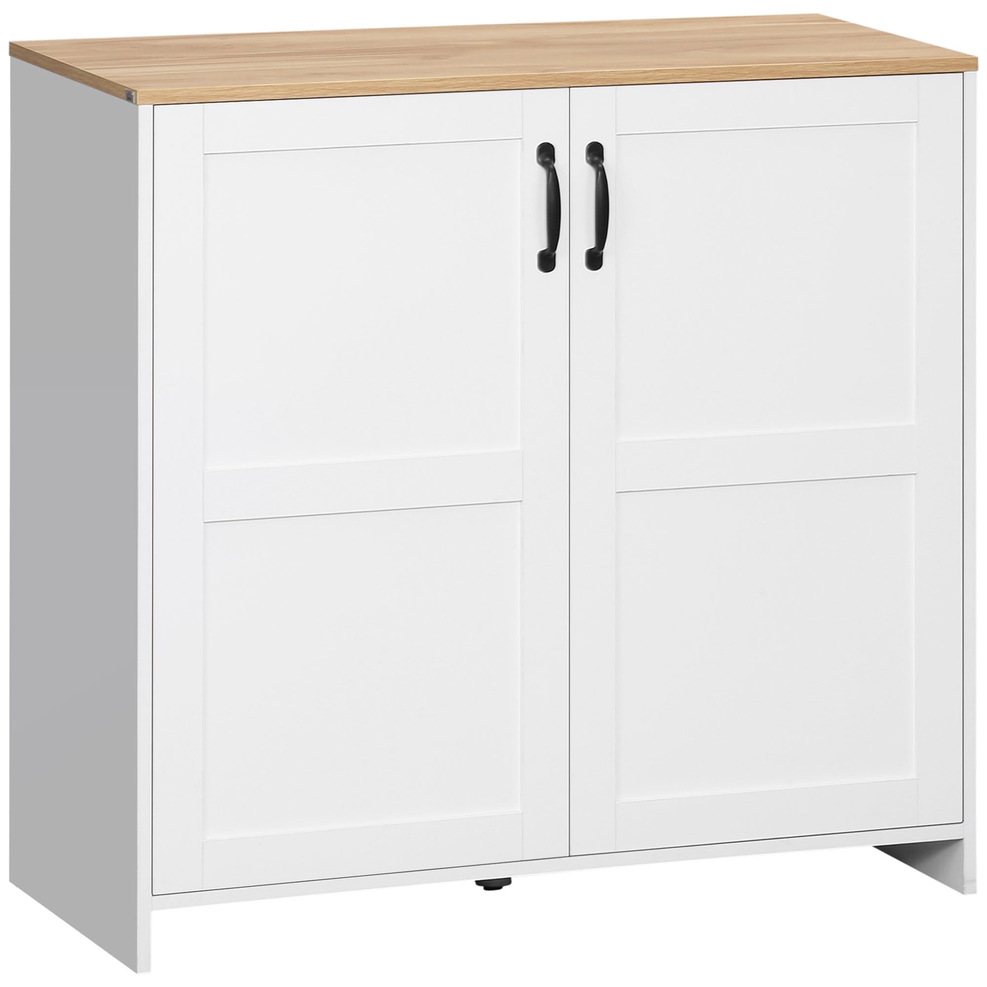 HOMCOM Armoire Meuble de Rangement Blanc et Aspect Bois 90 x 39,5 x 88 cm